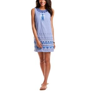 Vineyard Vines Blue and White Sleeveless Embroidered Dress 100% Cotton